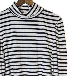 NWT Crown & Ivy Black Ivory Striped Turtleneck Shirt Women's 1x Long Sleeve